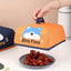 Reusable fabric food cover with cute printed design protecting plate