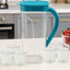 Plastic jug with lid and six glasses set, unbreakable and transparent