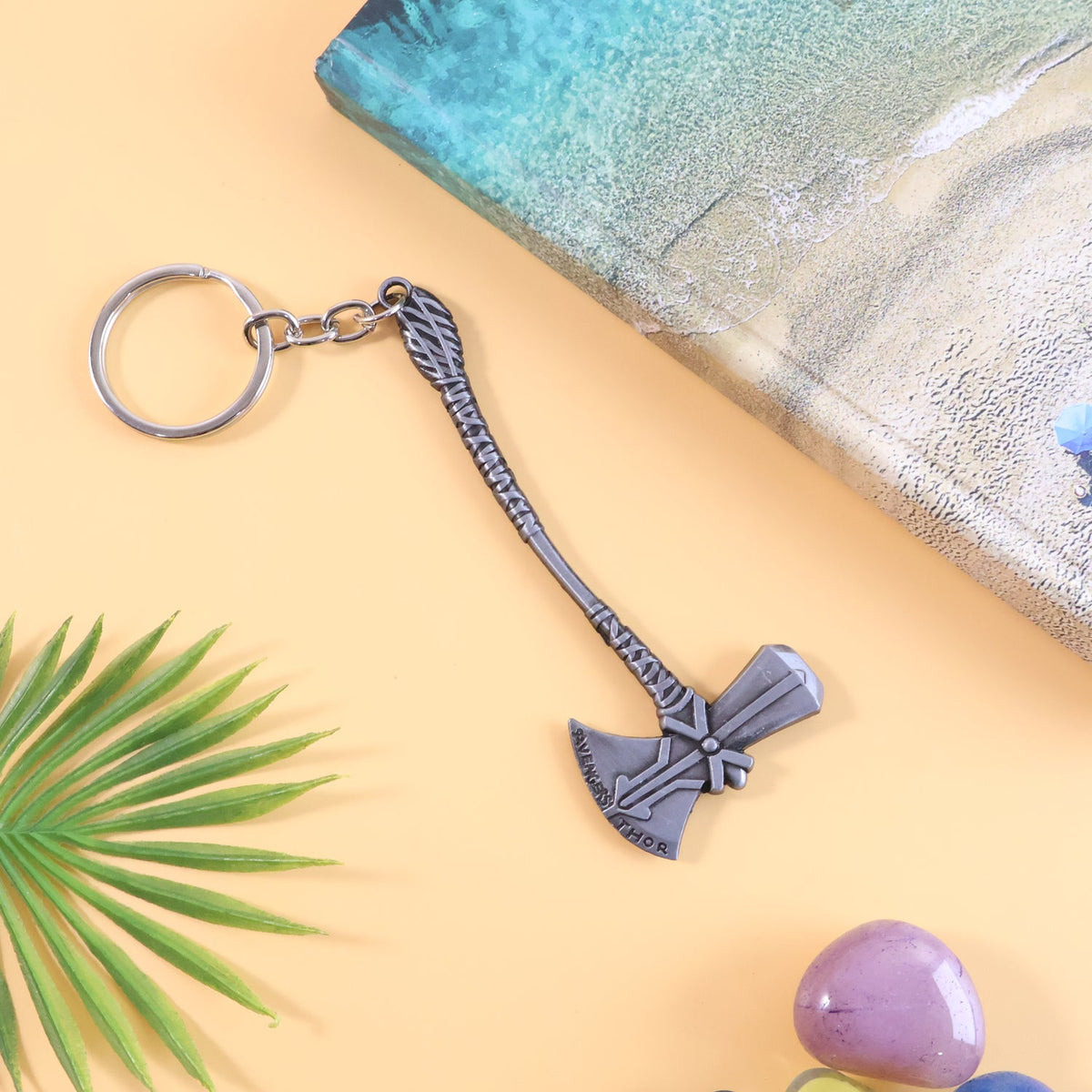Axe Keychain featuring detailed 3D zinc alloy axe design with matte finish Main image