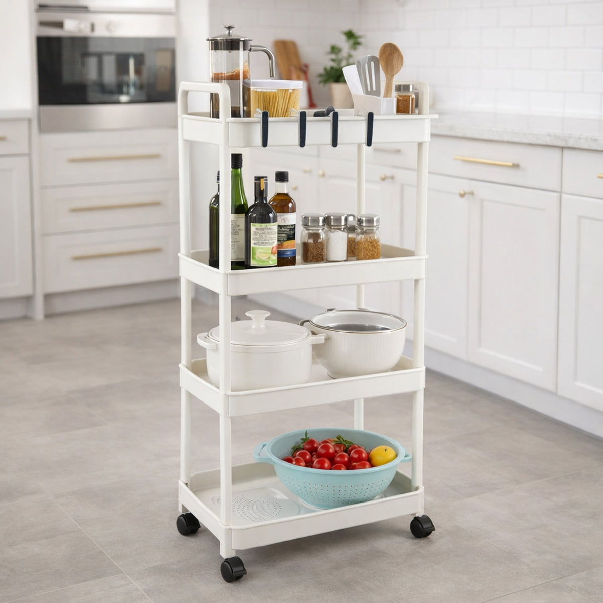 4 layer kitchen trolley with wheels for organized storage Main image