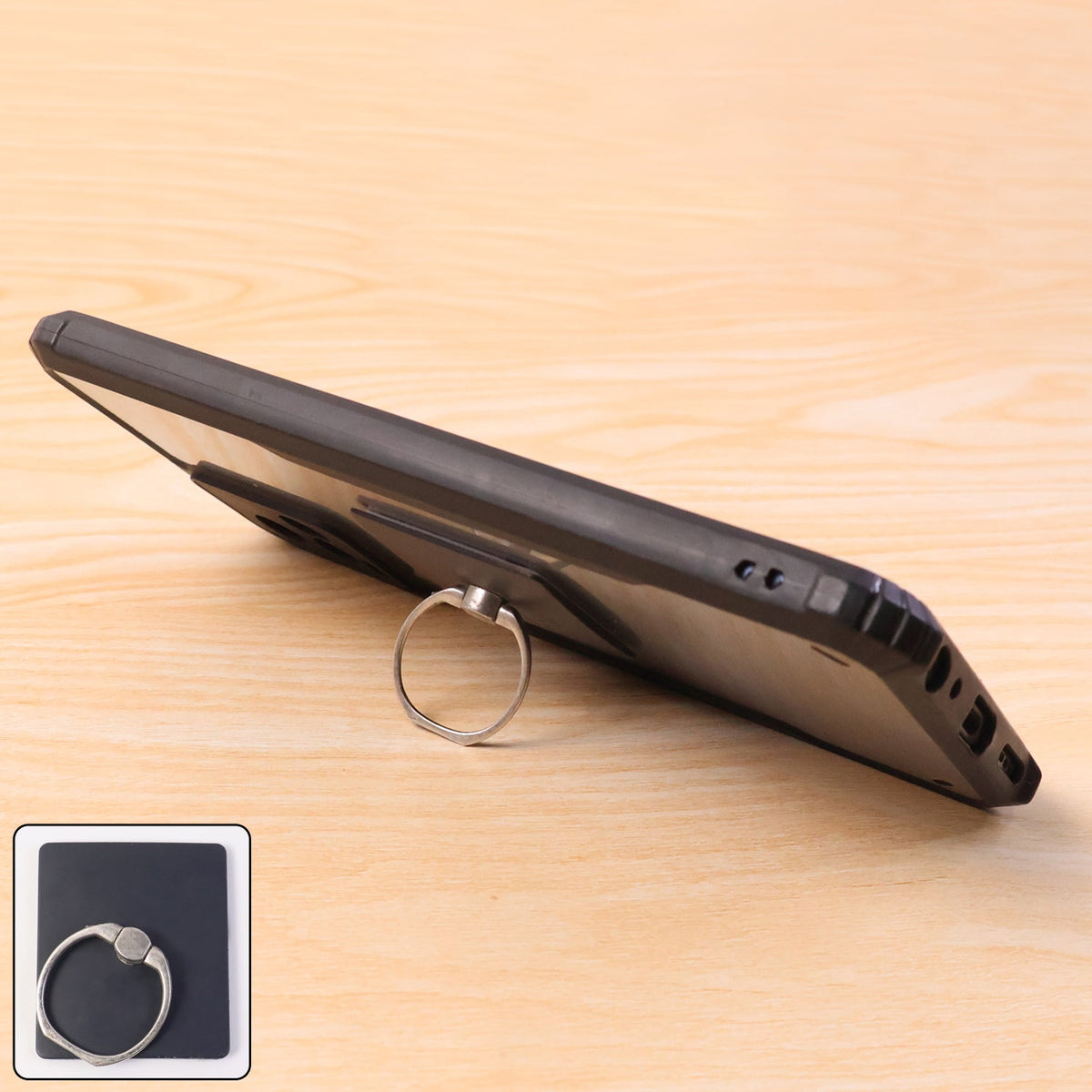 Angled view of the multi-functional phone ring stand in a mixed color. Main image