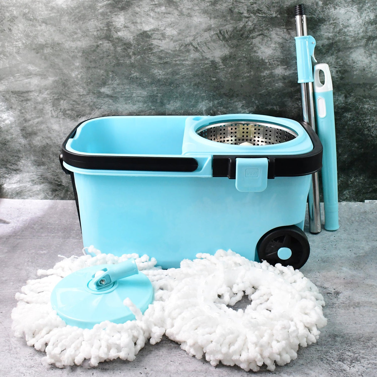 360° spin mop set with stainless steel wringer for easy floor cleaning Main image