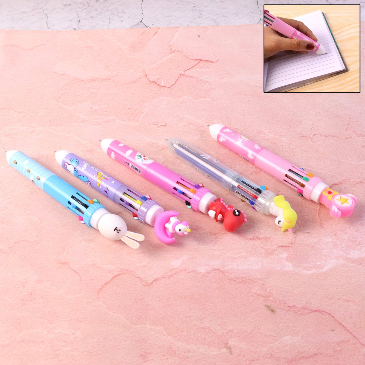 10-in-1 multicolor ball pen showing multiple ink colors Main image