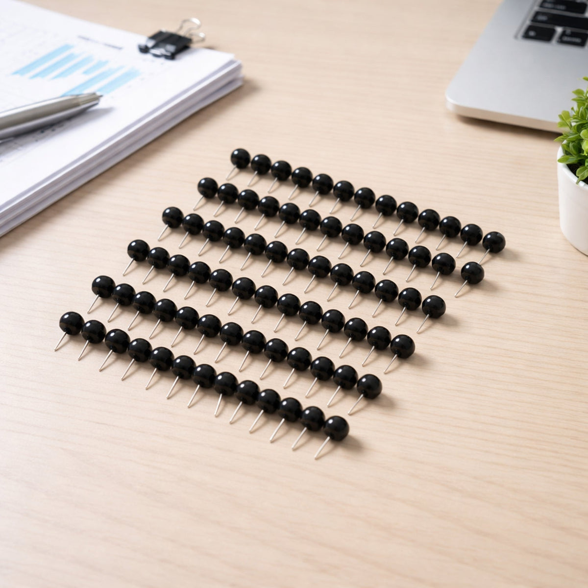 Round head push pins with strong steel sharp points for secure pinning Main image