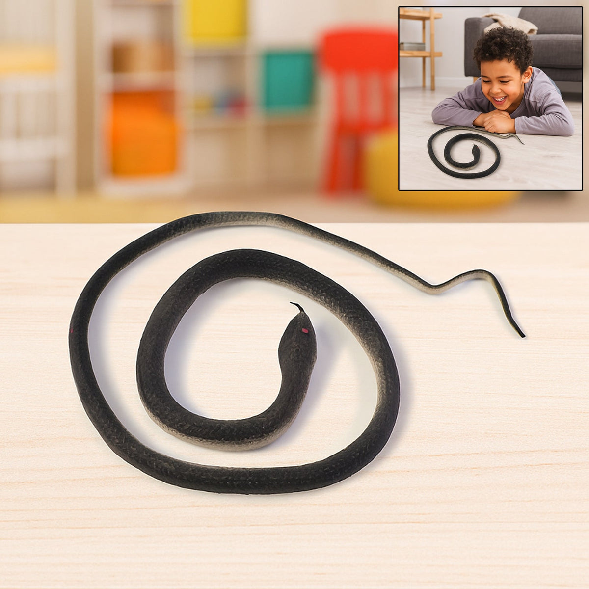 Realistic rubber snake toy showing lifelike scales and flexible body Main image