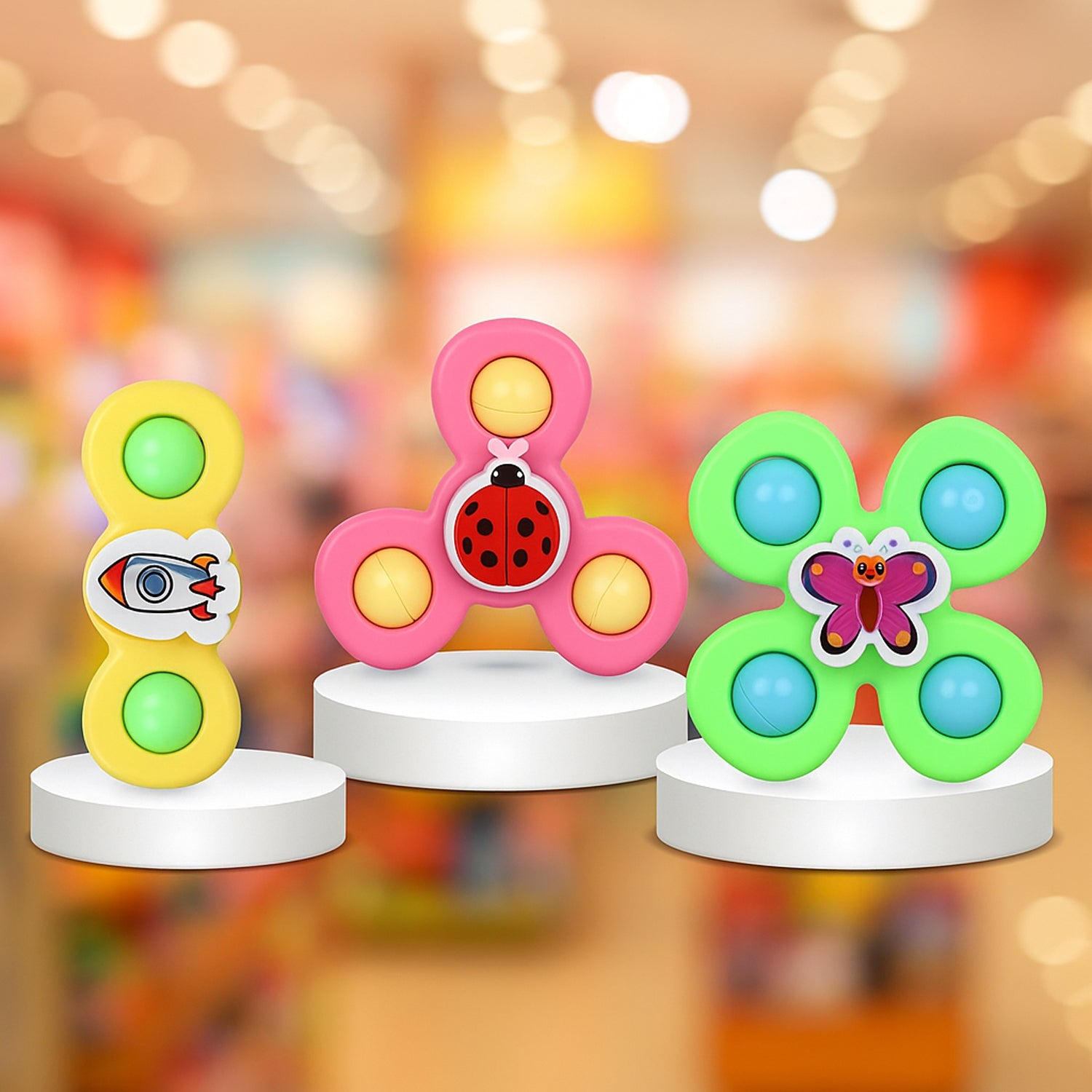 Baby Spinner Toy Set – 3 Pc Sensory Spin Toys with Suction Cups Secondary image