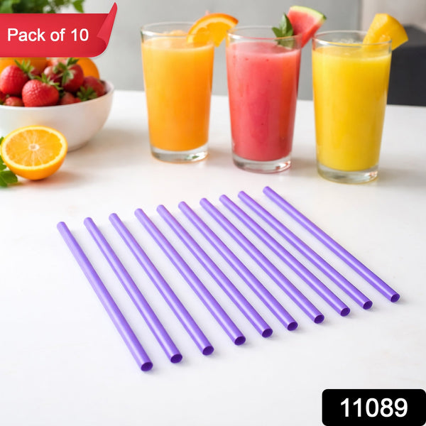 Colorful reusable plastic drinking straws set for smoothies and drinks
