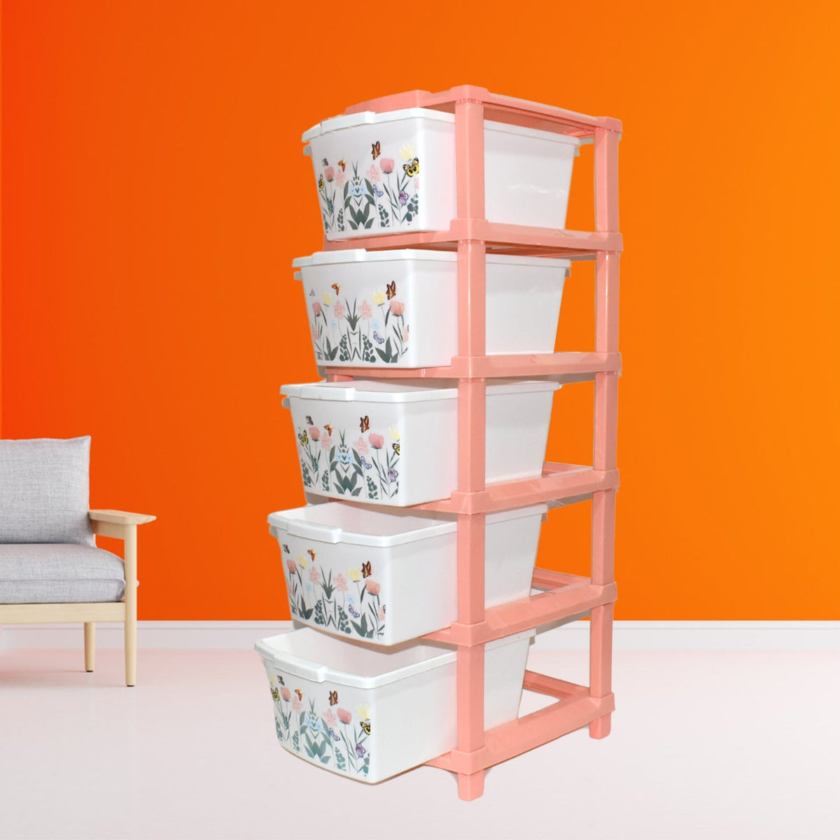 Plastic storage drawer with 5 large layers for home organization Main image
