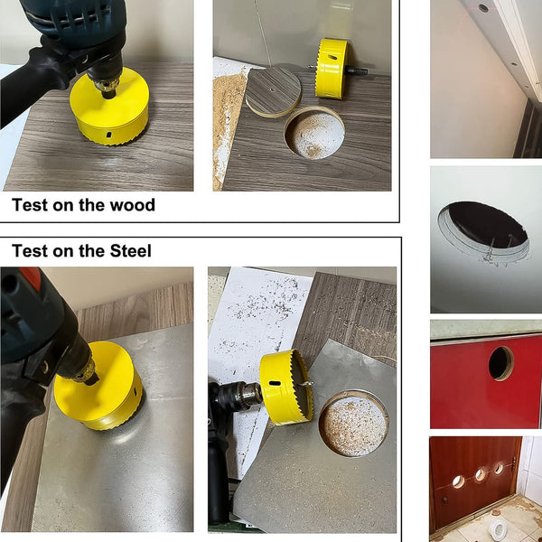 Carbon steel wood drill bit, an essential tool included in the hole saw set.
