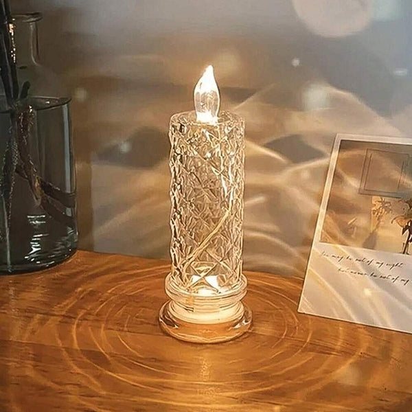 Top-down view of the glowing Crystal LED Candle, ideal for festive ambiance.