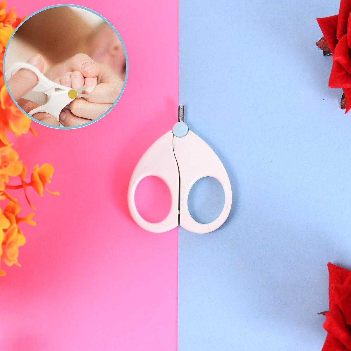 Baby safety nail cutter scissors with circular cutter head for precise clipping Main image