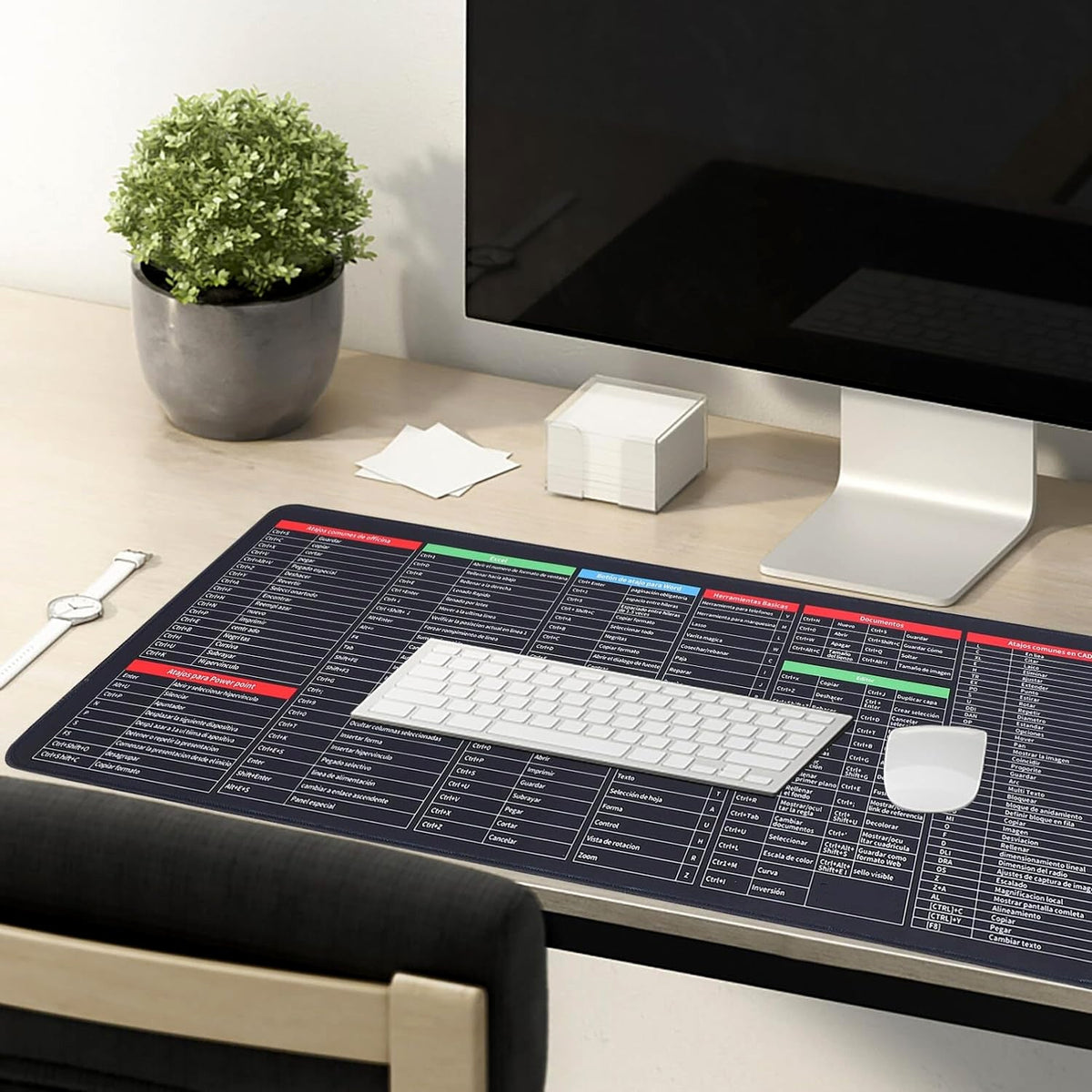 Large Shortcut Keyboard Mat featuring essential productivity keys for office work. Main image