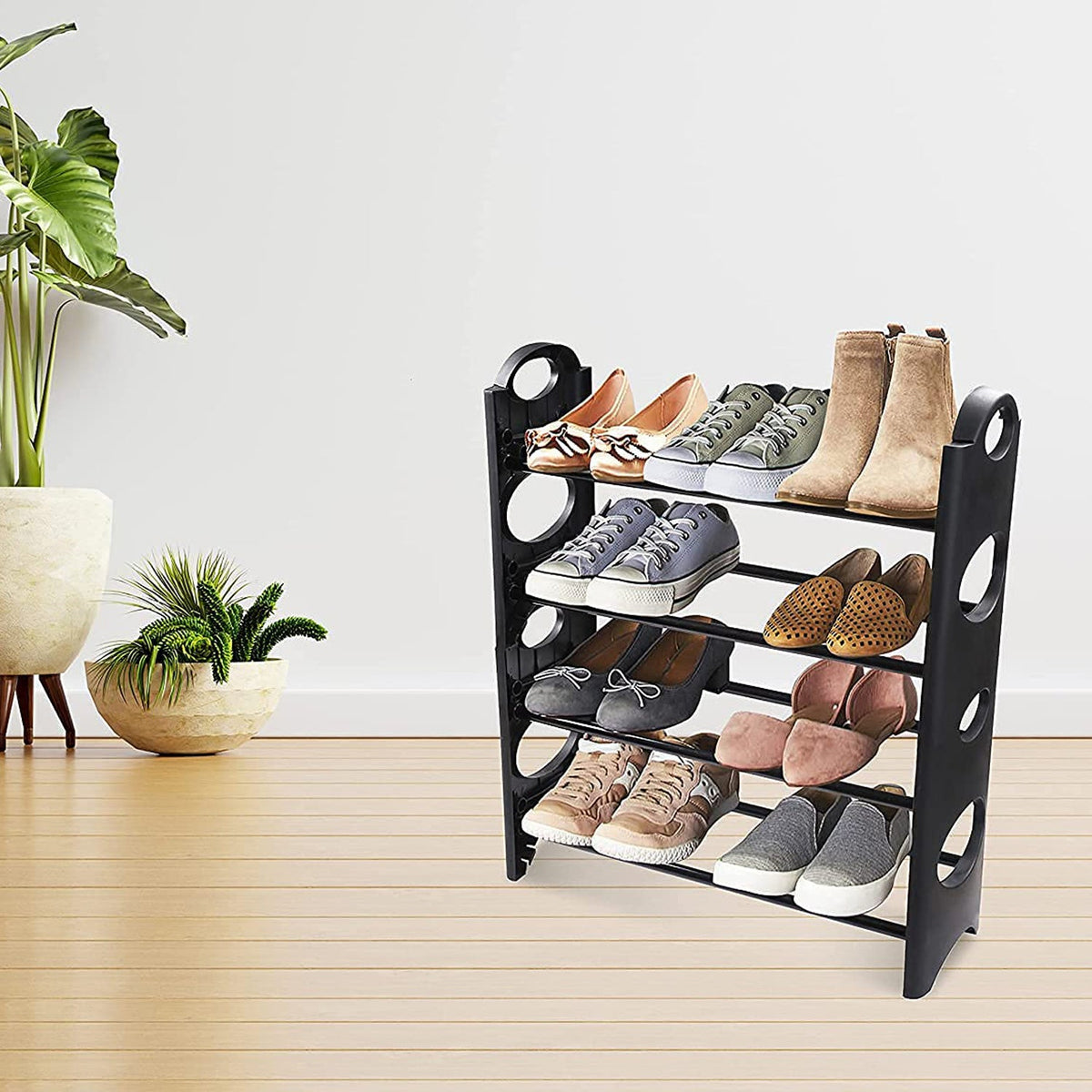 Modern 4-tier shoe rack by Indo Glow, perfect for organizing footwear in Indian homes. Main image