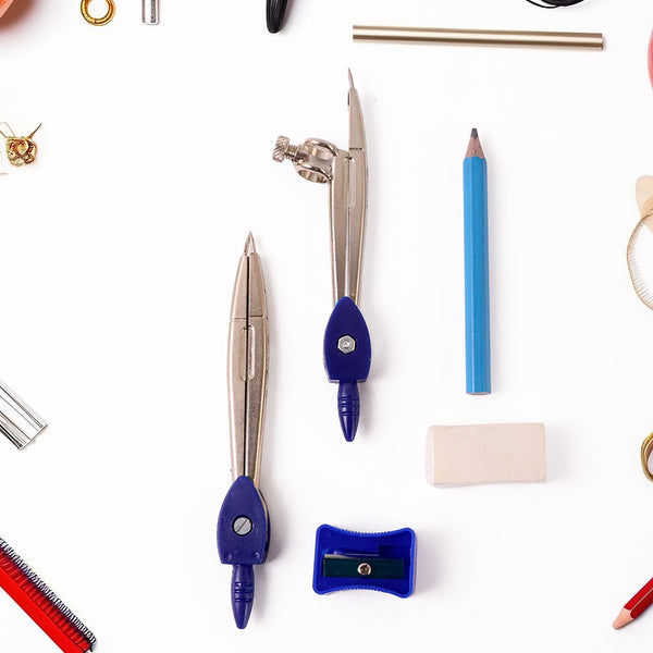 High-quality geometry drawing instruments including compass and divider