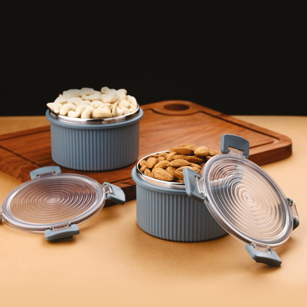 Rustic Jar Set featuring 2 airtight 450ml kitchen storage containers keeping spices fresh Main image