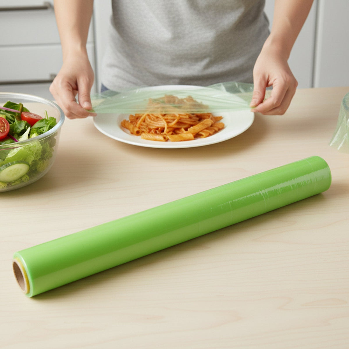 Biodegradable cling film roll showing clear plastic wrap for food storage Main image