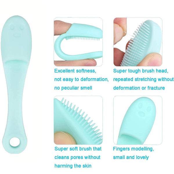 Detailed view of the VelvaBloom pure silicone finger facial scrubber.