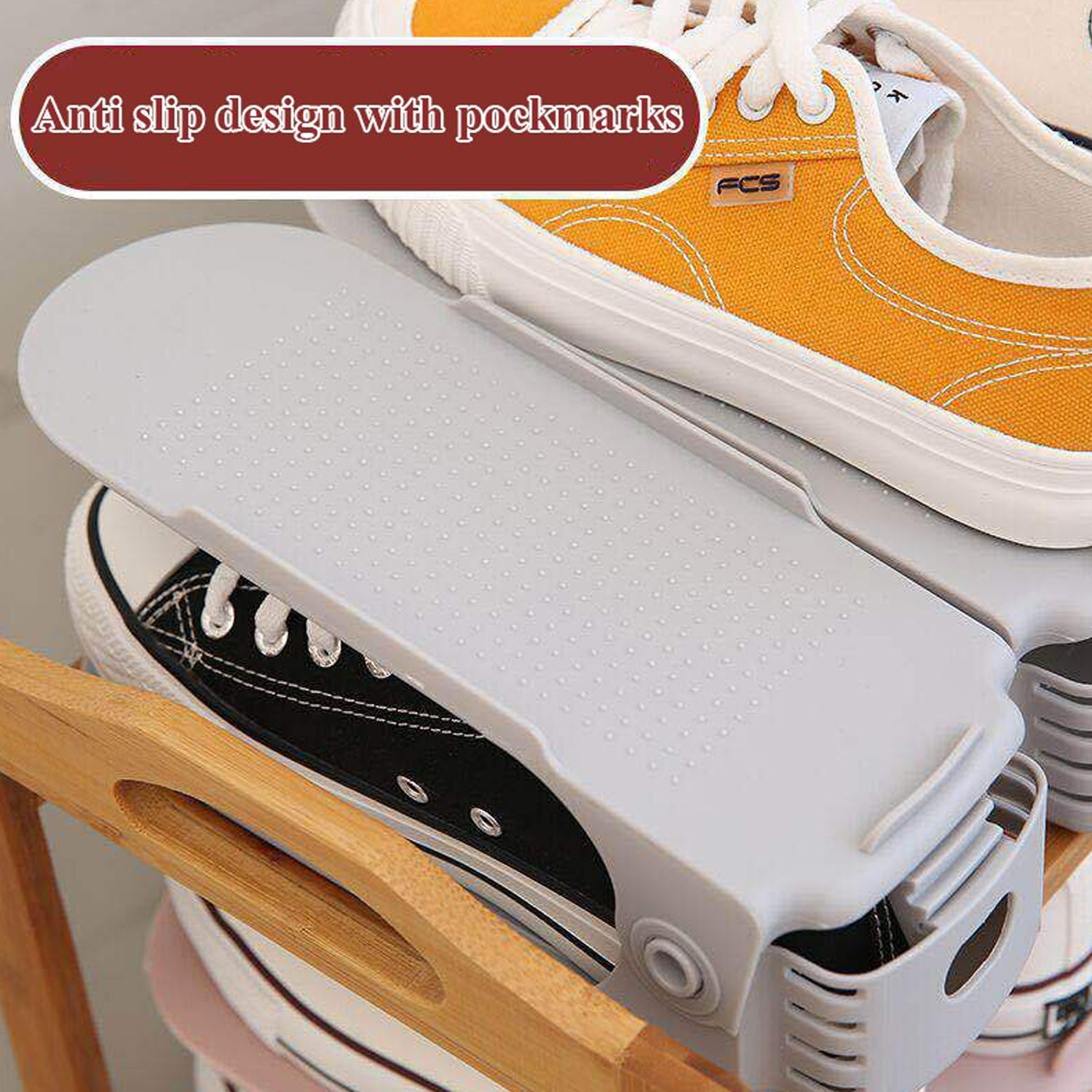 Adjustable Shoe Organizer – Folding Space Saver | Velvet Organizers Secondary image