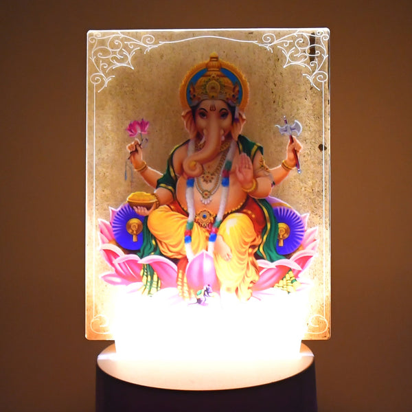 3D Lord Ganesh Frame showing blessed light effect with warm illumination