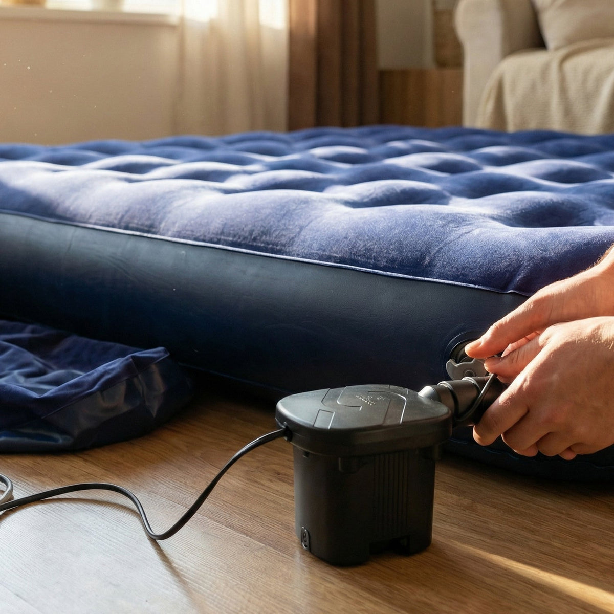 Portable electric air pump inflator with car charging adapter Main image