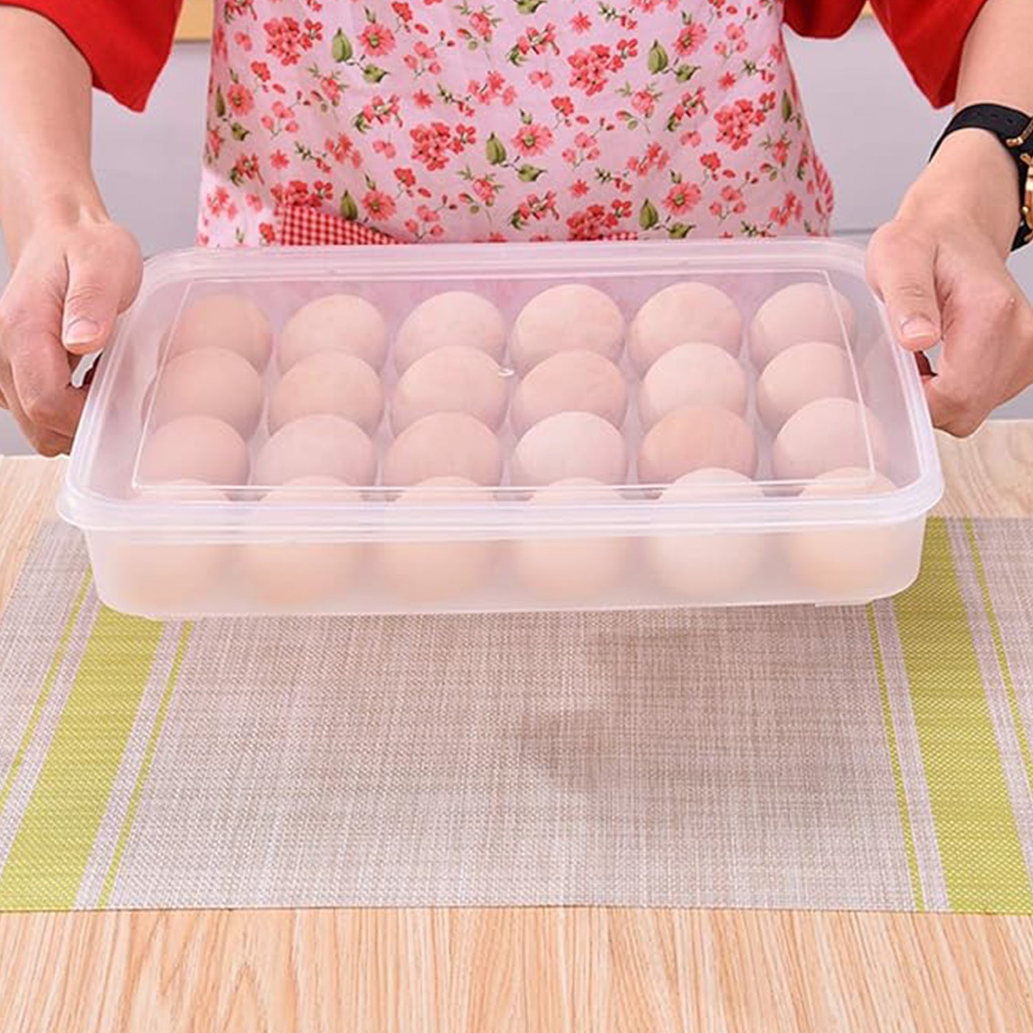 Plastic Egg Storage Container – Clear 24-Grid Fridge Organizer Secondary image
