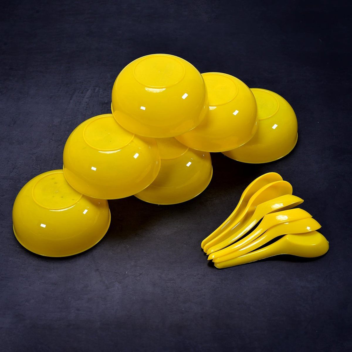 CookAura 6-piece plastic soup bowl set in a modern kitchen setting, ready for use. Main image