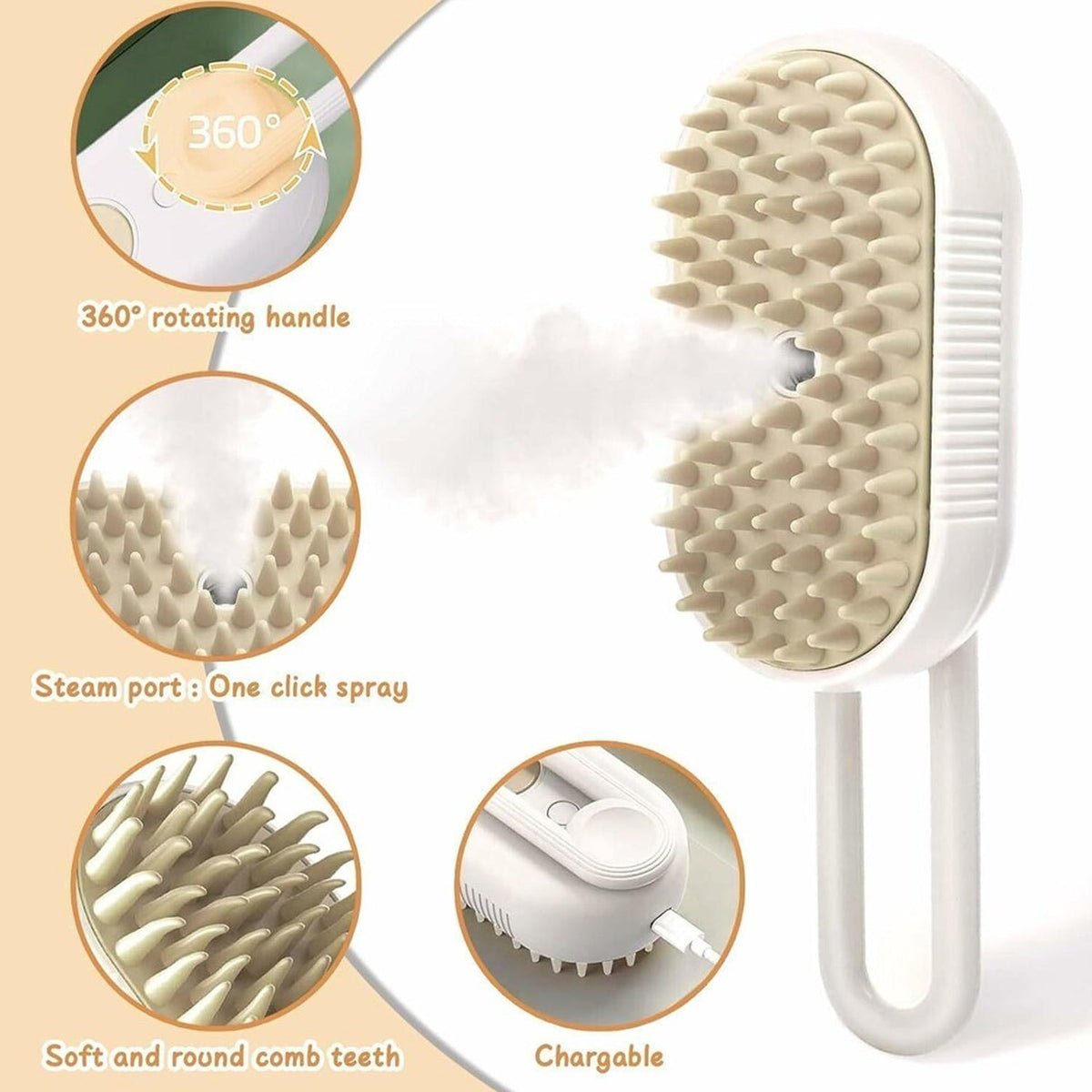 Electric Pet Steam Brush for effective hair removal and massage. Main image