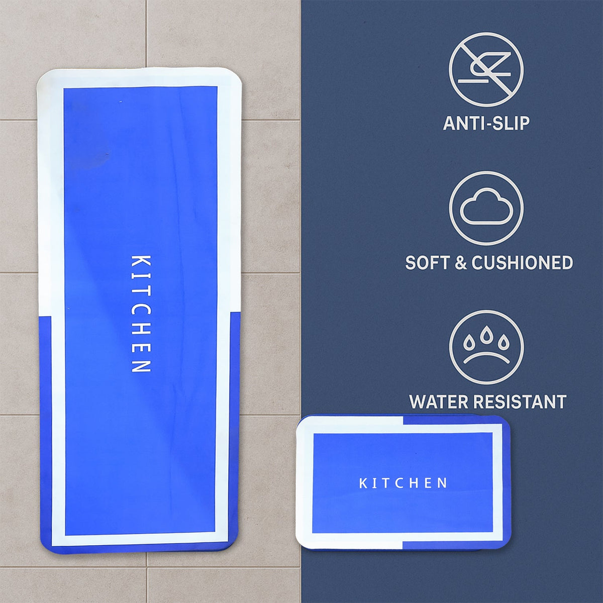 Anti-slip kitchen floor mat set with cushioned surface for daily use Main image