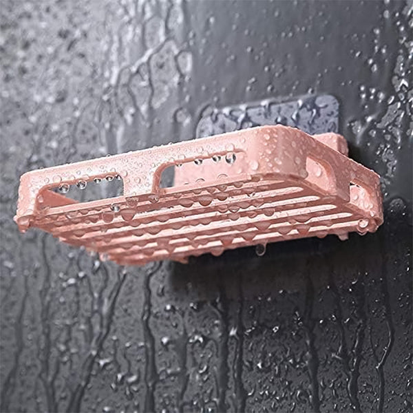Plastic soap dish holder with drainage slats for soap drying