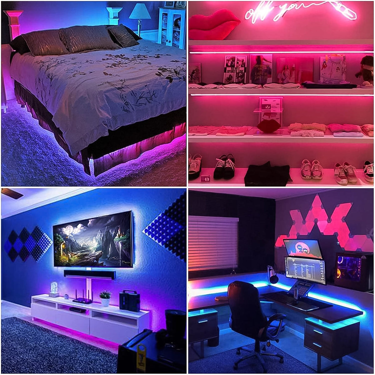 3M RGB LED strip lights illuminating a modern living room setup. Main image