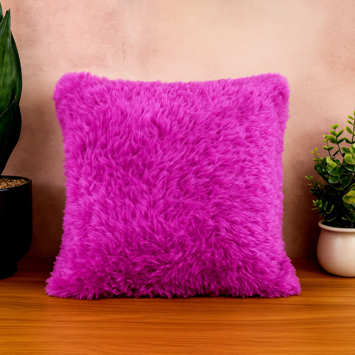 Fluffy cushion pillow with soft faux fur for living room decor Main image