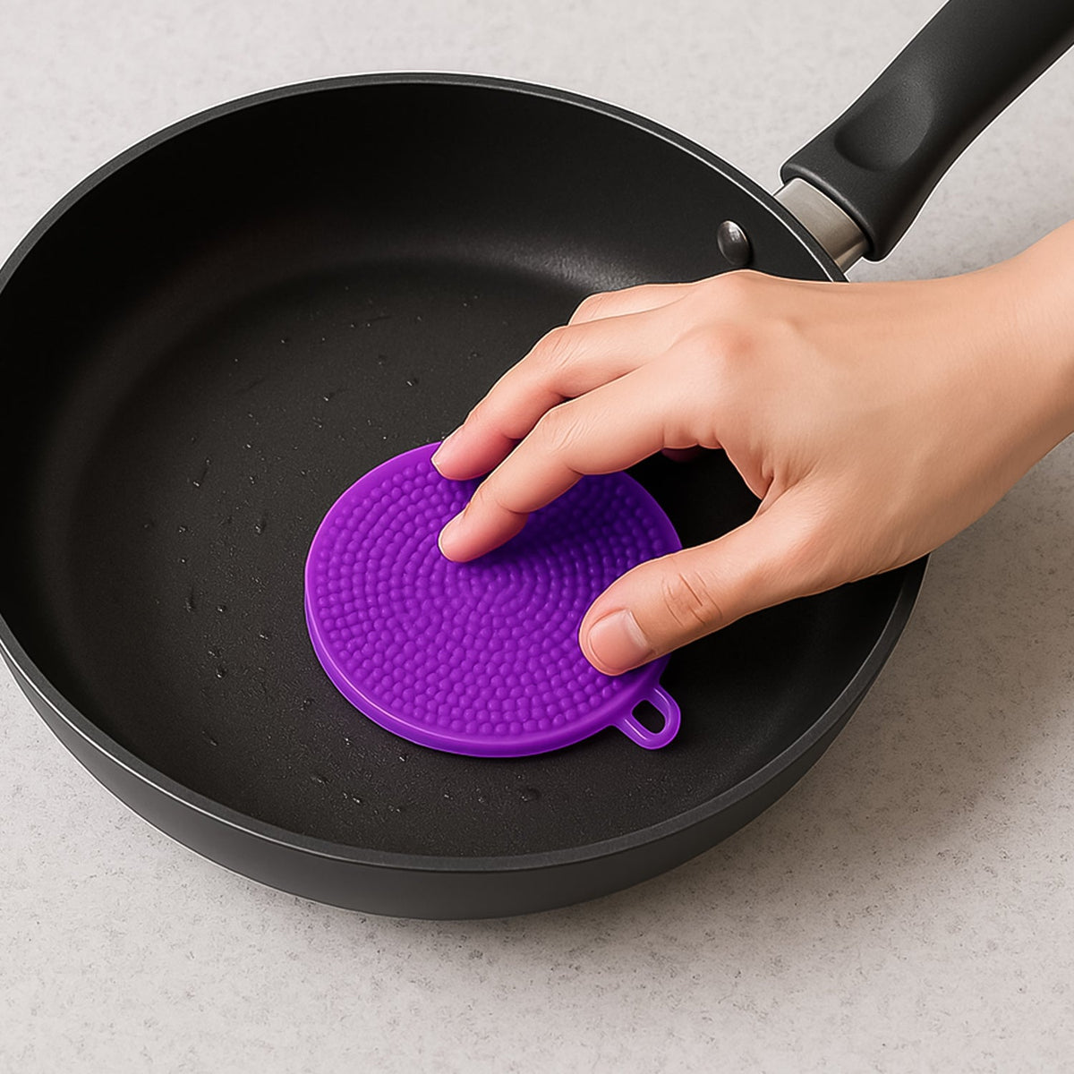Premium purple silicone dish scrubber with soft bristles Main image
