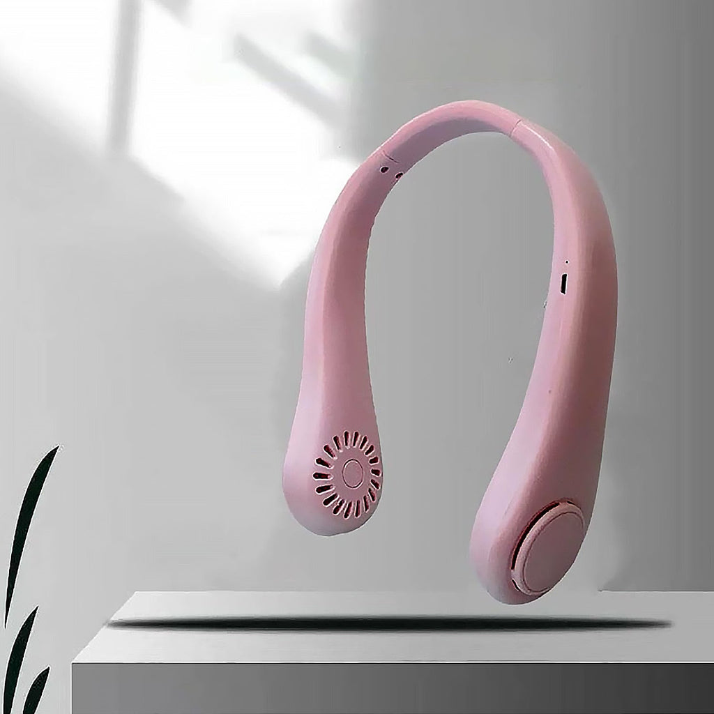 Main product shot of the portable bladeless neck fan.