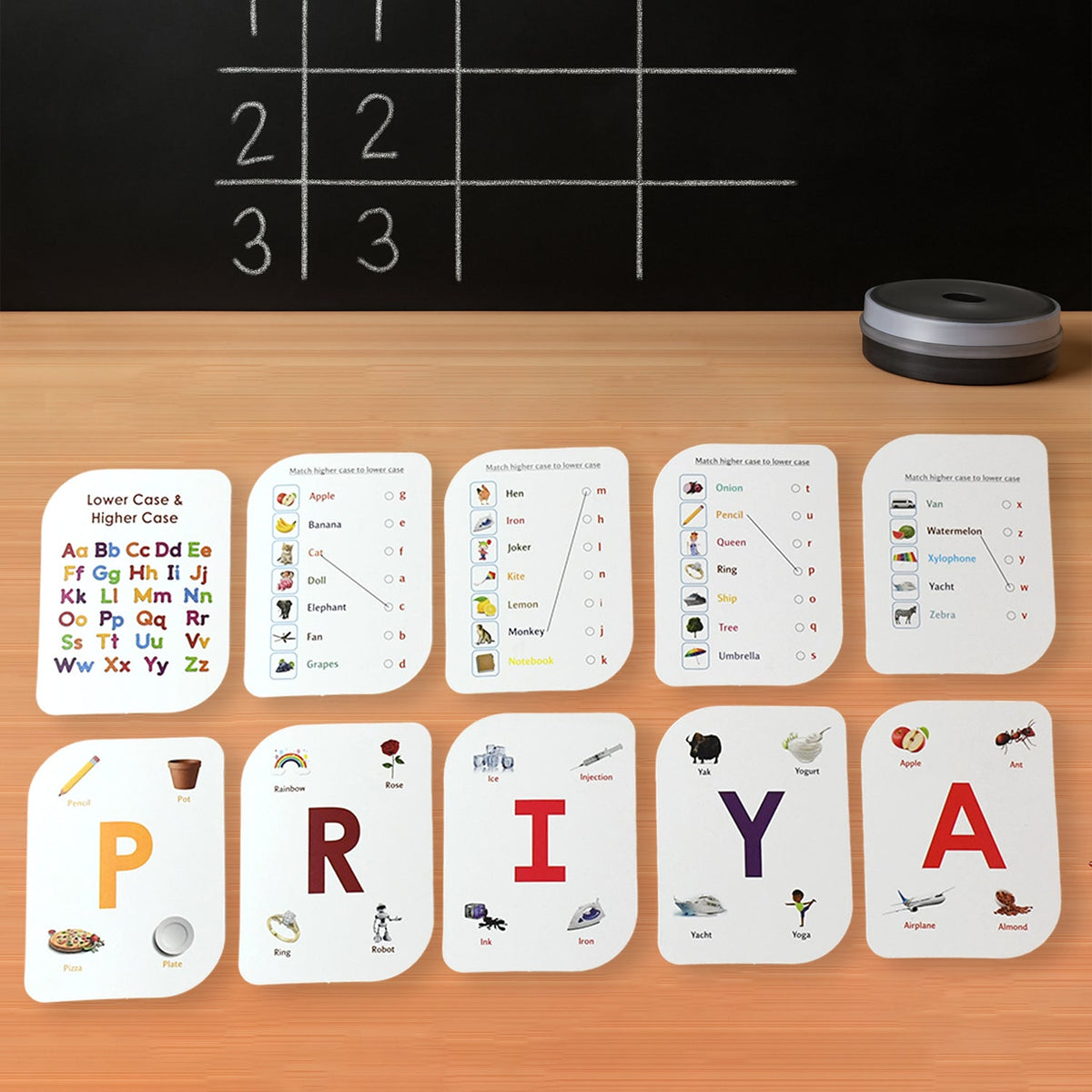 Alphabet flash cards set with colorful images for early learning Main image