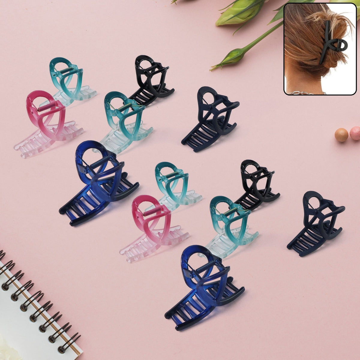 Set of plastic hair clamps with minimalist matte finish design Main image