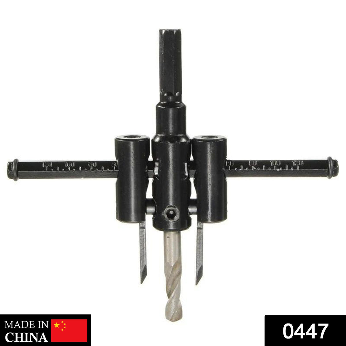 BoltForce adjustable circle hole saw kit with blades and hex key. Main image