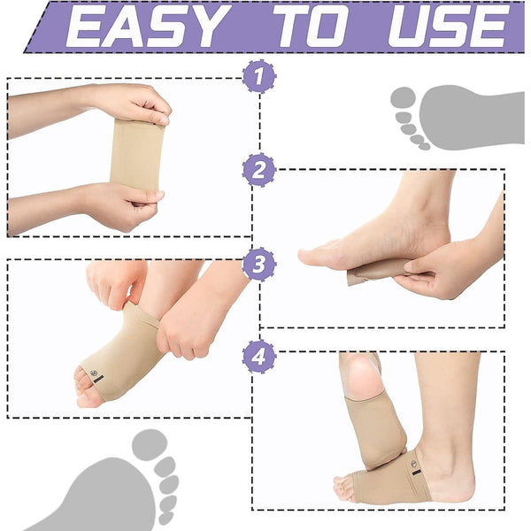 Demonstrating the elasticity and soft texture of the Arch Support Sleeve material.