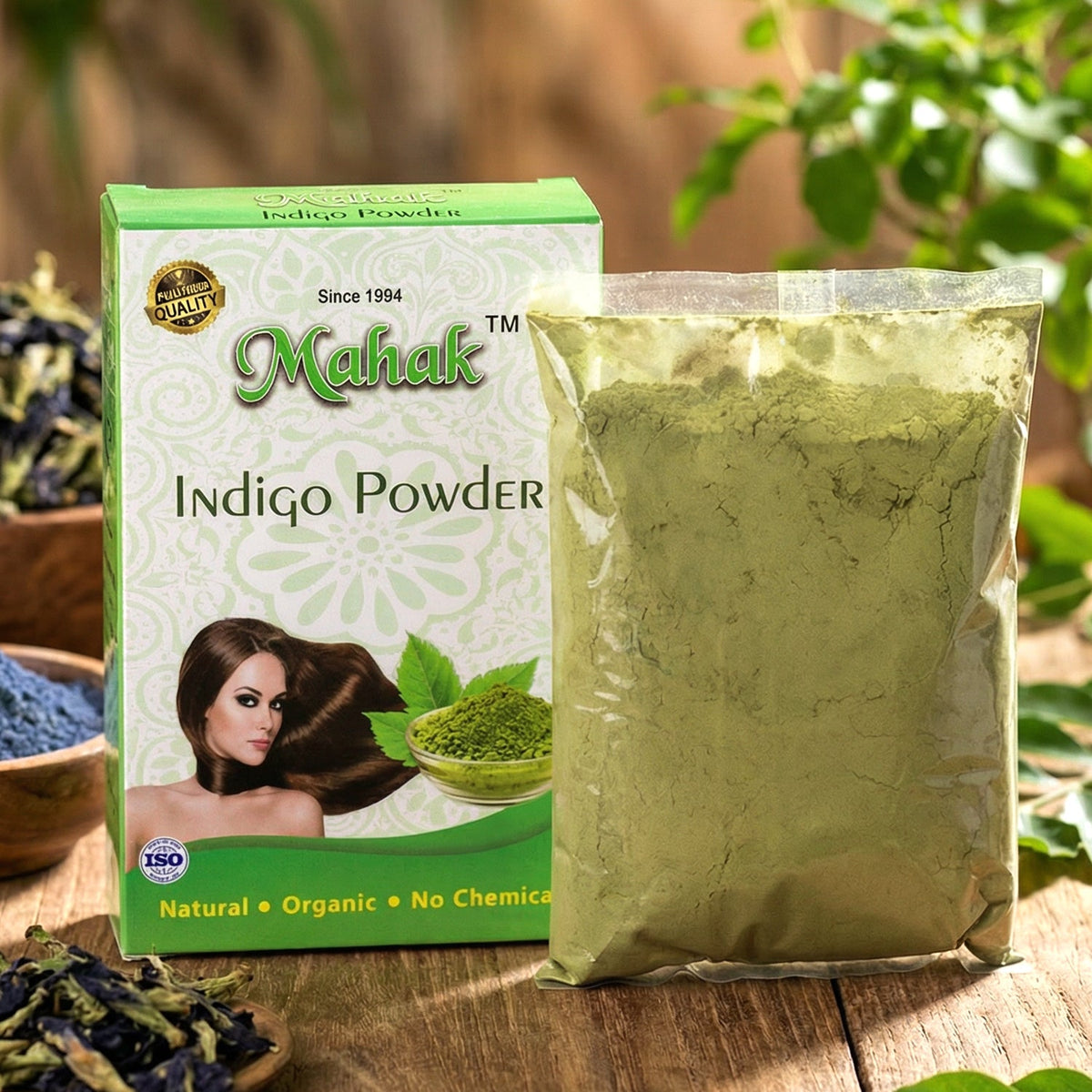 Natural Indigo Powder in fine texture for herbal hair coloring and scalp care Main image