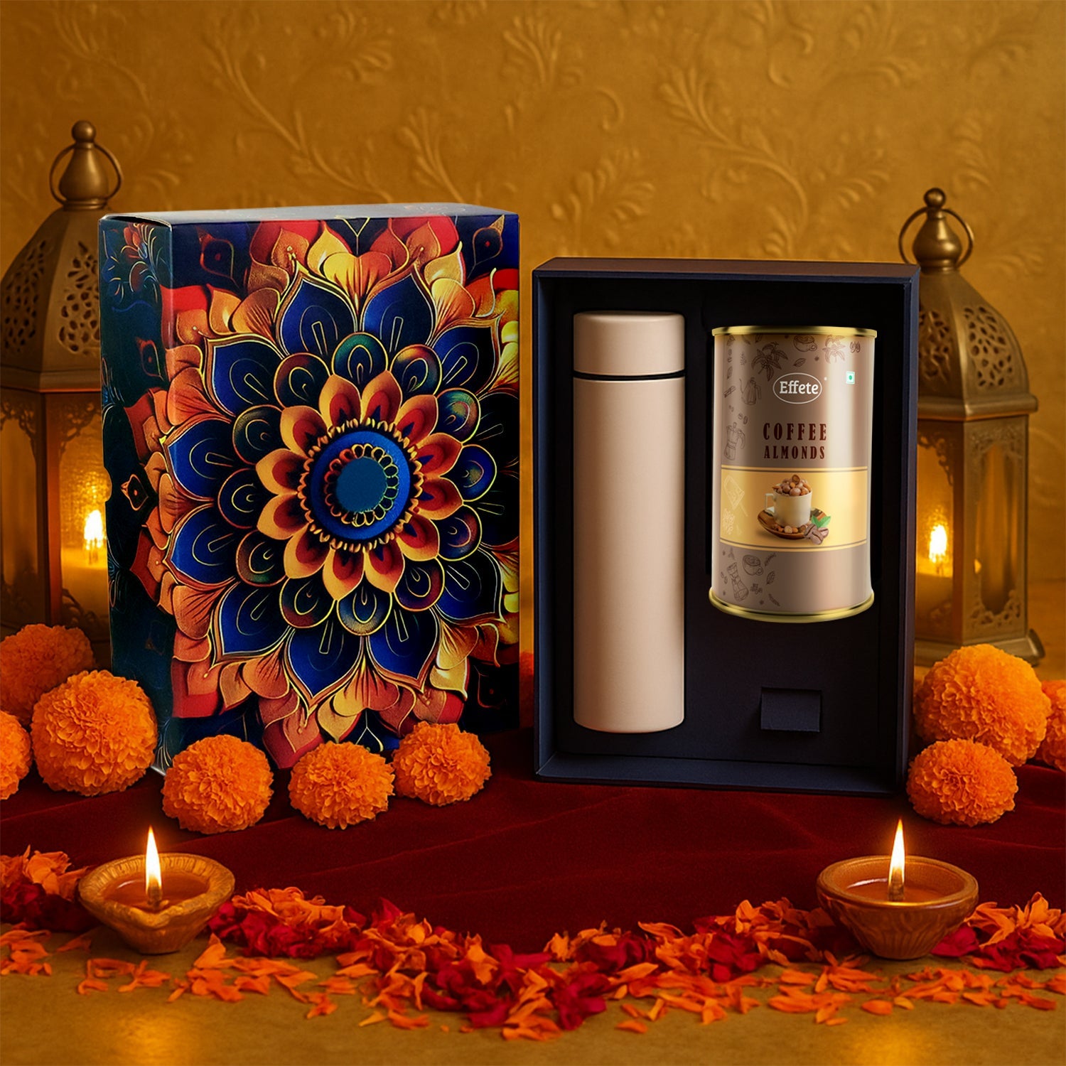 Coffee Almonds Gift Hamper – Premium Festive Combo with Bottle Secondary image