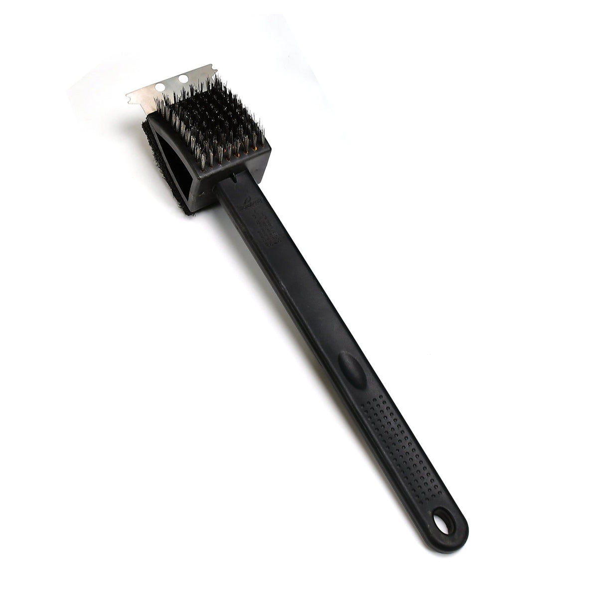 Black silicone toilet brush with its draining holder, ready for use in a modern bathroom. Main image