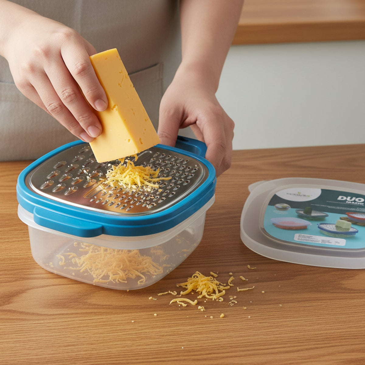 Konvex duo vegetable grater with storage container and lid Main image