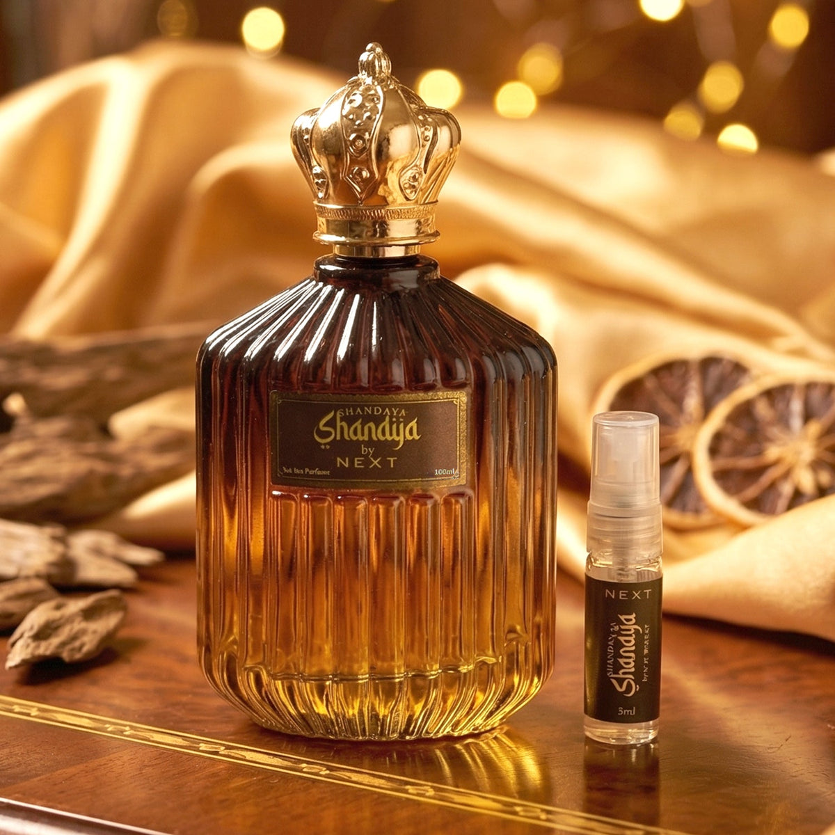 Next Shanaya Oud perfume spray bottle with its luxurious fragrance. Main image