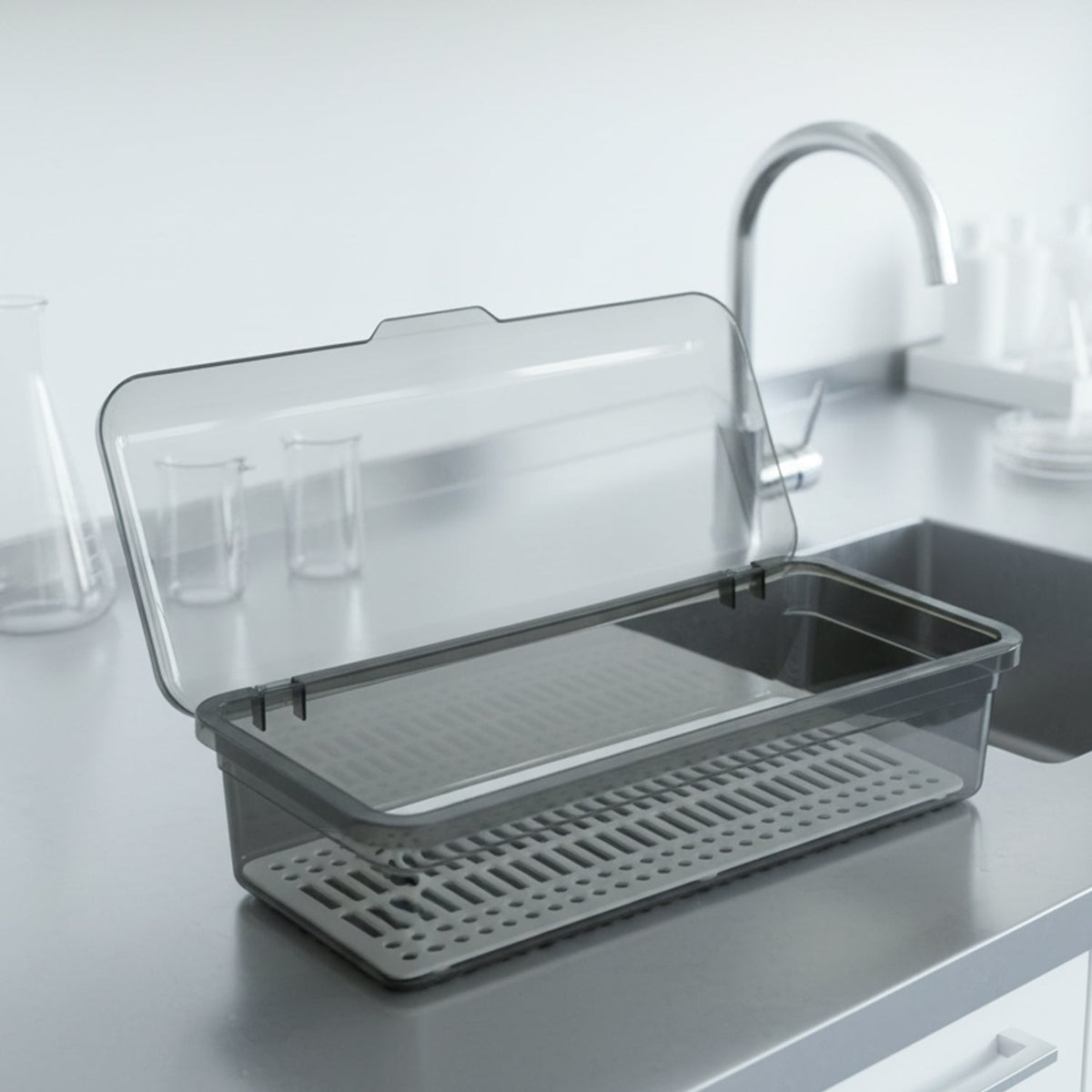 Kitchen sink accessory organizer with drain plate Main image
