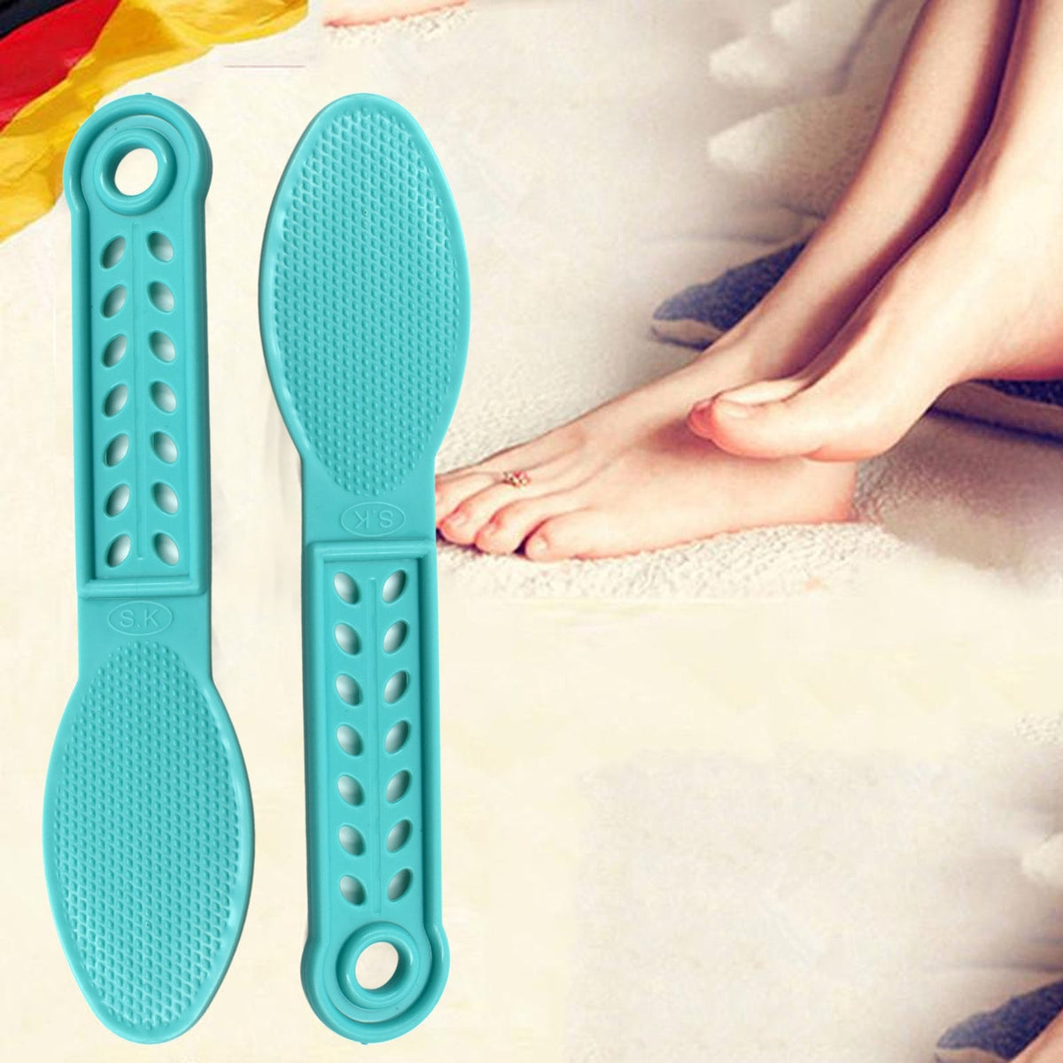 Ergonomic plastic foot scrubber with a textured surface for effective pedicure. Main image