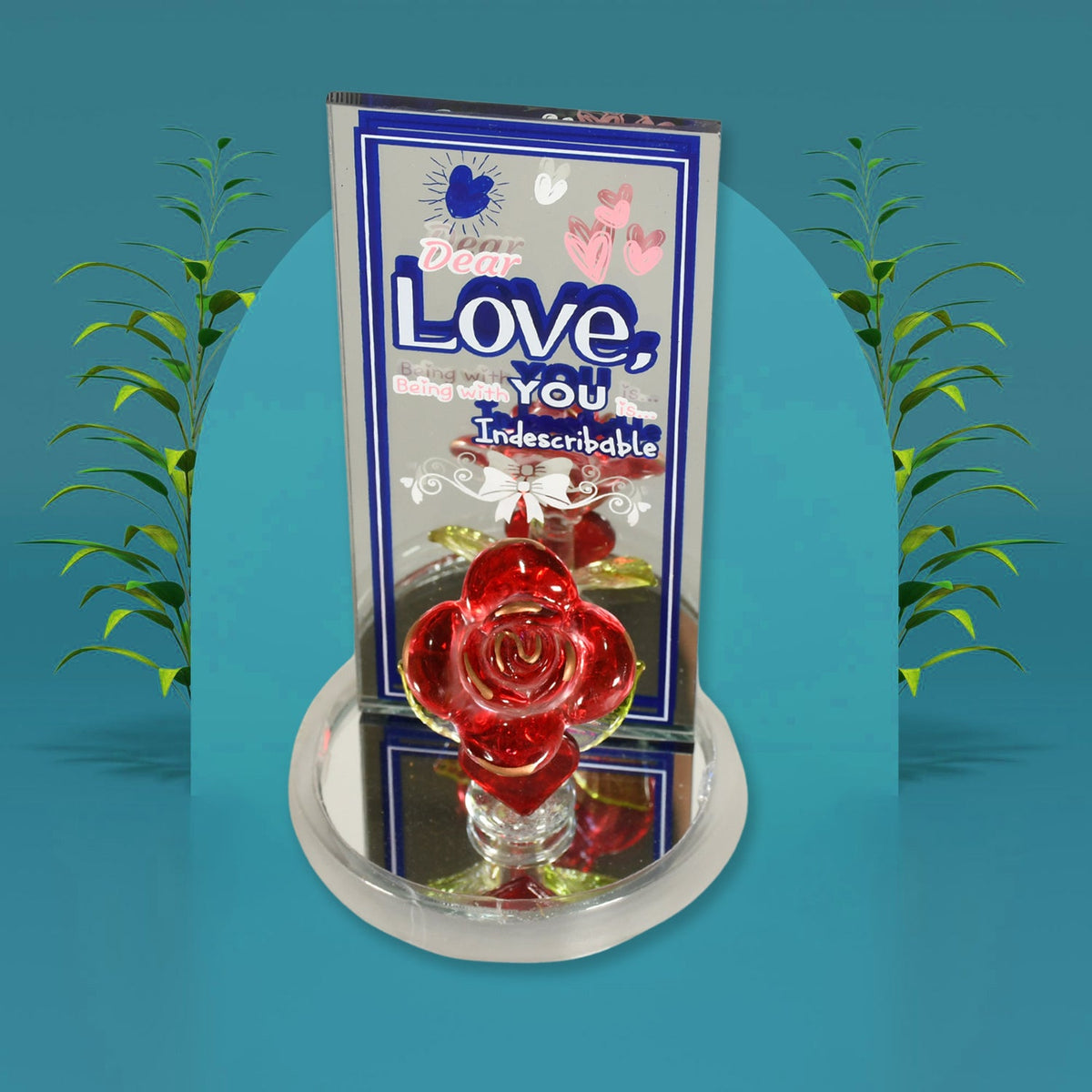 Romantic Rose Showpiece in a clear gift box, ready for gifting. Main image