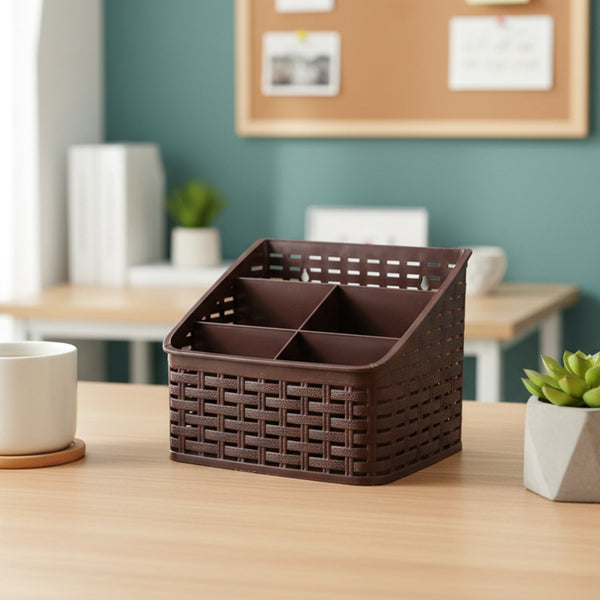 Woven desk storage basket organizer for office and home use