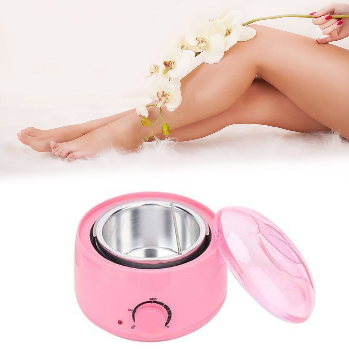 AuriGlam automatic wax heater machine in use with auto cut-off. Main image