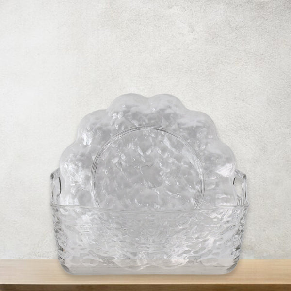 Close-up view of plastic flower plates set showing details