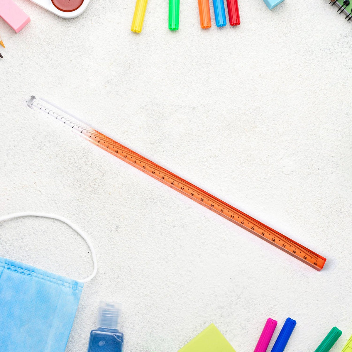 Colourful acrylic ruler with clear measurement markings Main image