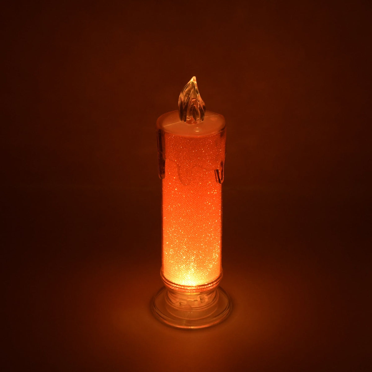 Red LED flameless pillar candle, battery-operated for realistic flickering light. Main image